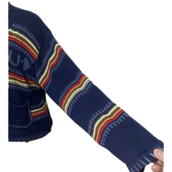 VTG CAPEZIO RAINBOW HORSE SWEATER STRIPED equestrian western rodeo CARDIGAN L - Picture 3 of 14